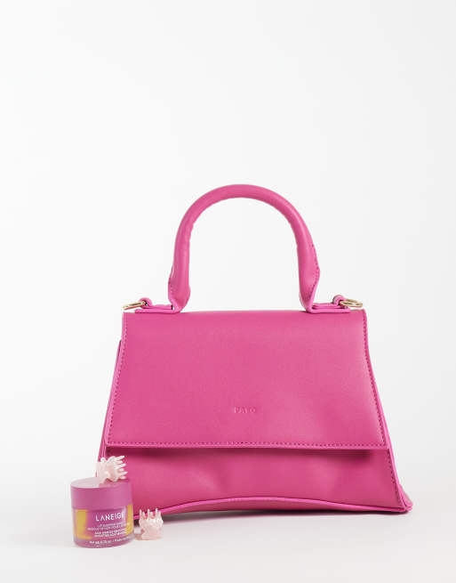 PASQ mini taske med buet bund og top-hank samt crossbody-rem i klar pink, 2 af 4