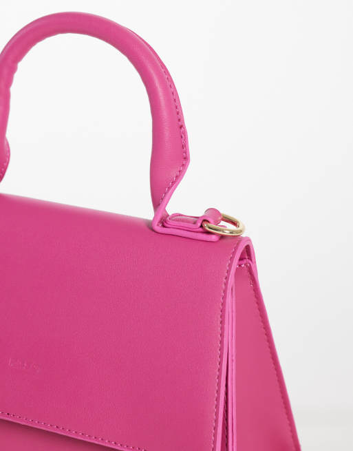 PASQ mini taske med buet bund og top-hank samt crossbody-rem i klar pink, 3 af 4