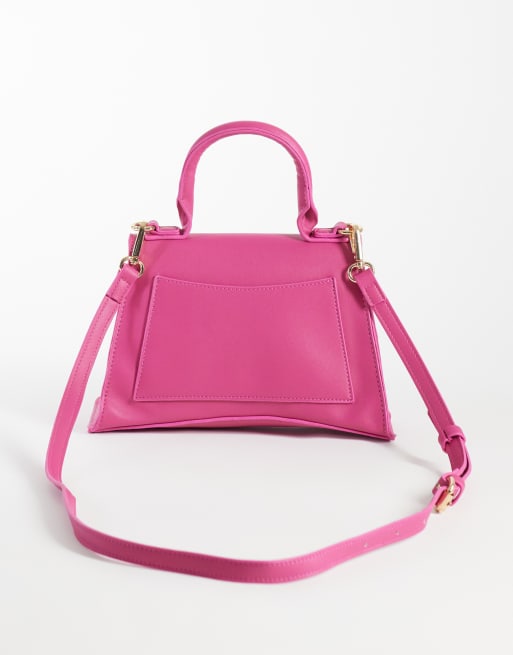 PASQ mini taske med buet bund og top-hank samt crossbody-rem i klar pink, 4 af 4