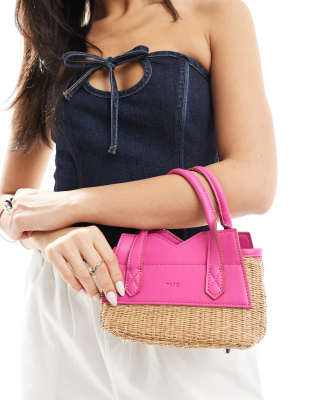 PASQ - Minihandtasche in Rosa in Strohoptik