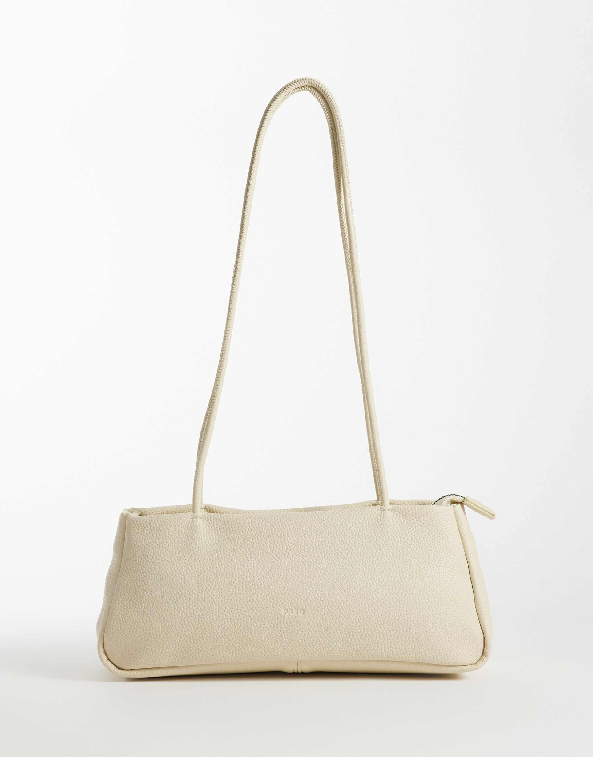 pasq minimal long strap shoulder bag in cream