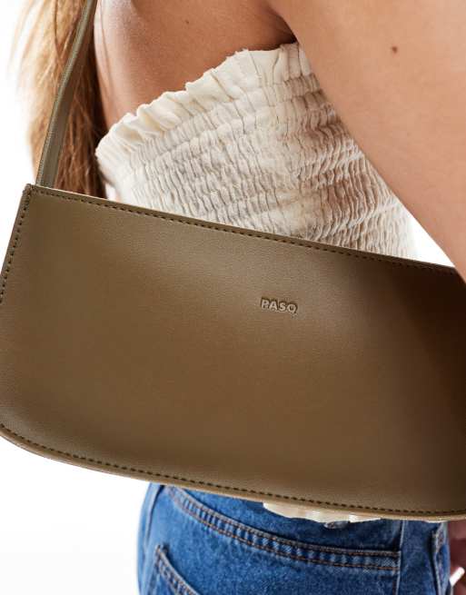 PASQ minimal shoulder bag in dark green, 4 of 4