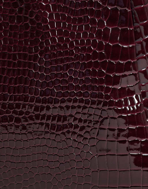 PASQ minimalistisk skuldertaske i burgundy croc, 3 af 4