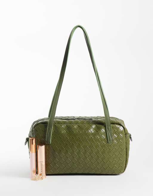 PASQ mittelgroße gewebte Bowlingtasche in Oliv, 2 von 4