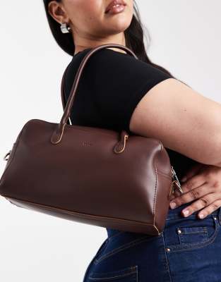 PASQ - Mittelgroße Umhängetasche in Braun mit zwei Riemen-Brown