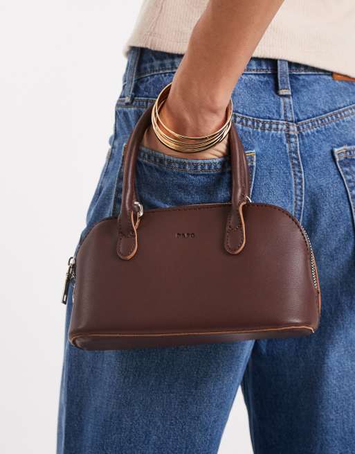 PASQ – Mörkbrun, liten handväska med två handtag