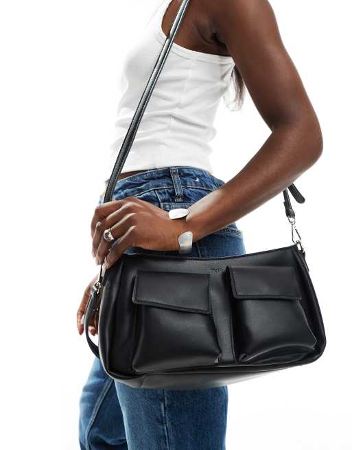 PASQ multi pocket shoulder bag in black , 4 of 4