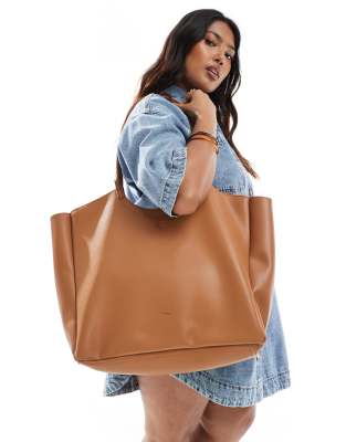 oversized slouch tote bag in tan-Brown