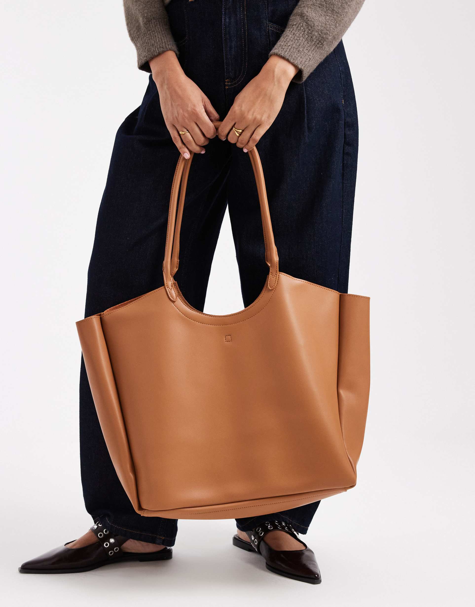 pasq oversized slouch tote bag in tan