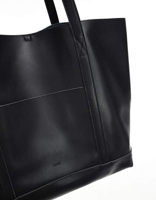 PASQ - Oversized tote tas met vak aan de buiten- en binnenkant in zwart , 2 van 4