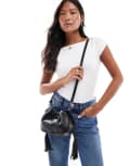 [PASQ] PASQ ruched detail drawstring crossbody bag in black No Size BLACK