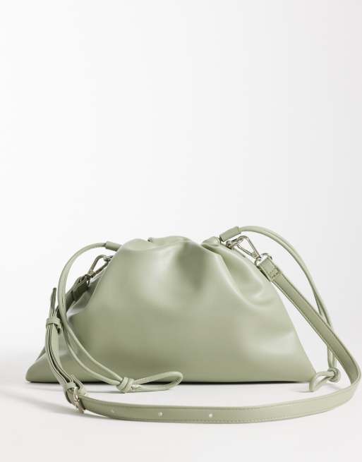 PASQ - Ruimvallende crossbody tas met trekkoord in lichtgroen, 4 van 4