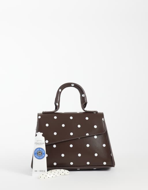 PASQ sac à main à rabat diagonal avec bandoulière en pointillés marron, 2 de 4