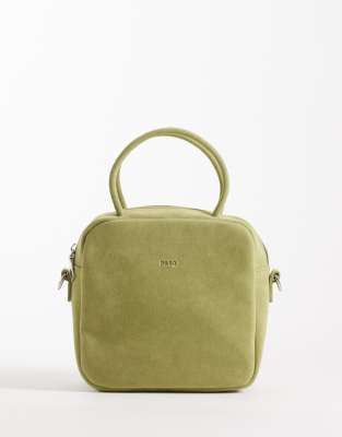 PASQ - Sac à main carré en imitation daim avec bandoulière - Citron vert