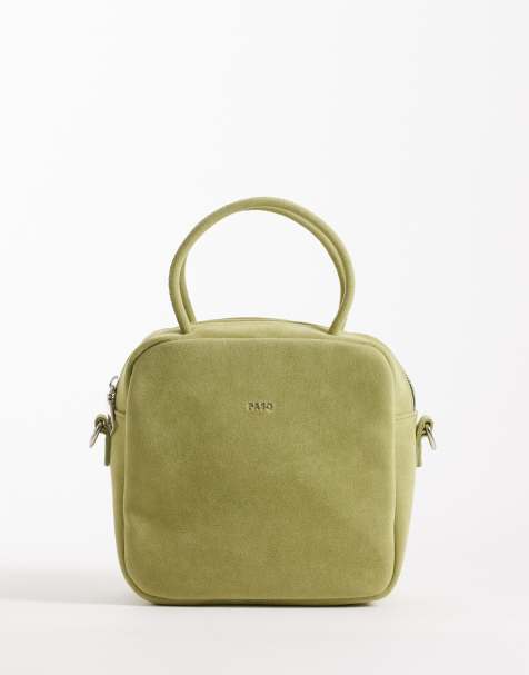 PASQ - Sac à main carré en imitation daim avec bandoulière - Citron vert - view 1
