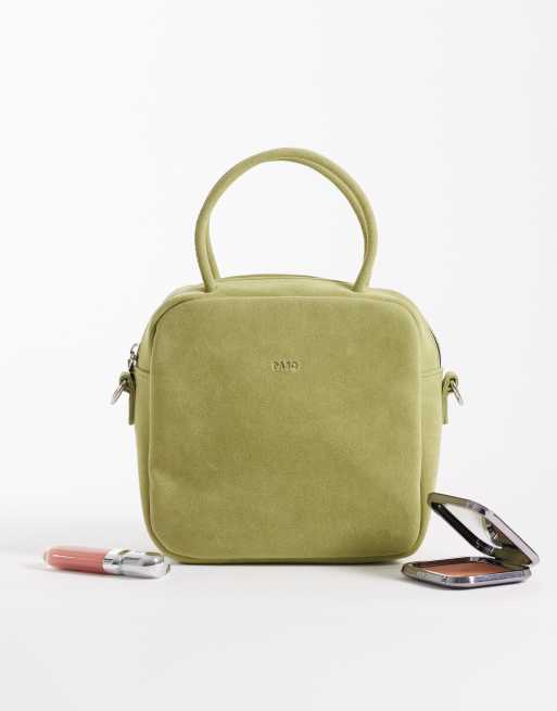 PASQ - Sac à main carré en imitation daim avec bandoulière - Citron vert, 2 de 4