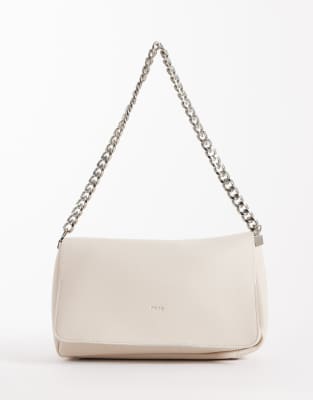 PASQ - Sac à rabat et bandoulière chaîne - Beige-Neutre