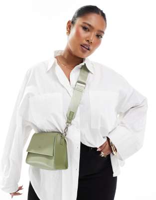 PASQ - Sac bandoulière classique avec partie supérieure rabattue - Vert matcha