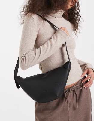 PASQ - Sac bandoulière croissant de lune texturé - Noir