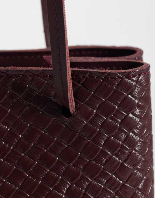 PASQ sac box tissé avec bandoulière réglable en bordeaux, 3 de 4