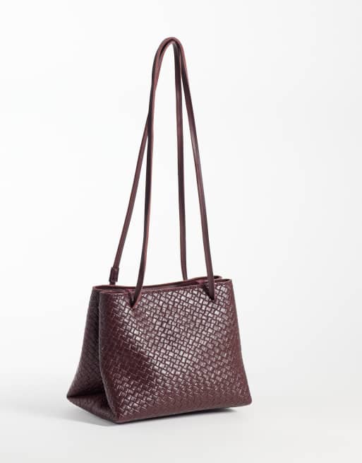 PASQ sac box tissé avec bandoulière réglable en bordeaux, 4 de 4