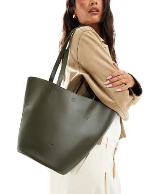 PASQ - Sac porté épaule avec partie supérieure arrondie - Vert kaki