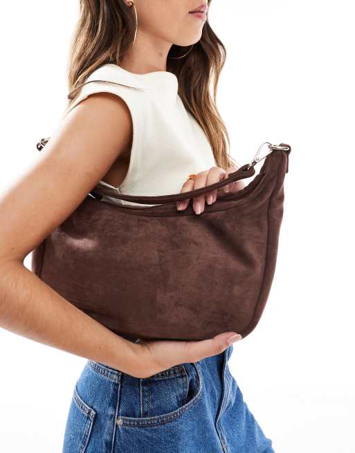 PASQ - Sac porté épaule souple à bandoulière en imitation daim - Marron cacao, 2 de 4