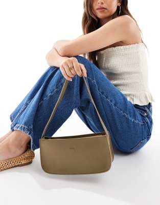 PASQ - Schlichte Schultertasche in Dunkelgrün