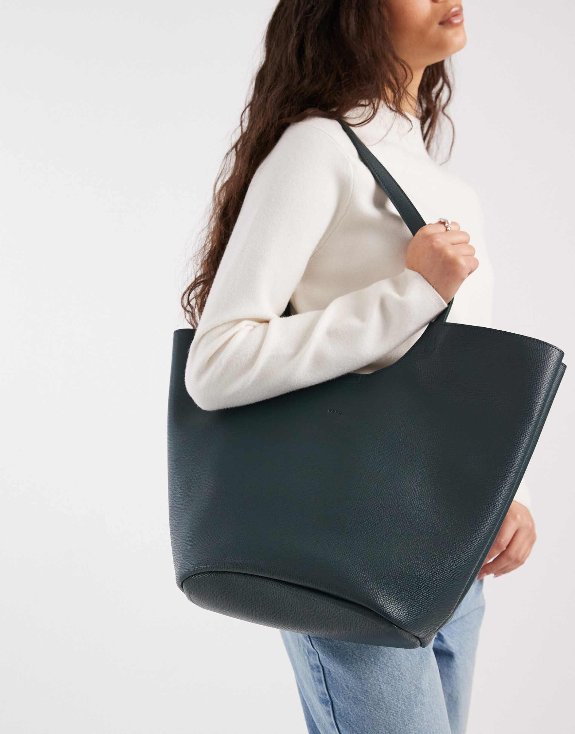 pasq scoop detail twin strap tote in dark teal