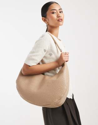 Pasq Scoop Top Shoulder Bag With Crossbody Strap In Neutral