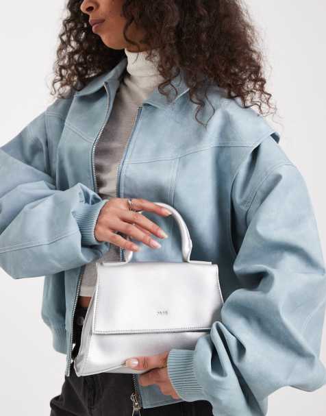 PASQ – Silvermetallisk, liten väska med rundad botten och handtag - view 1