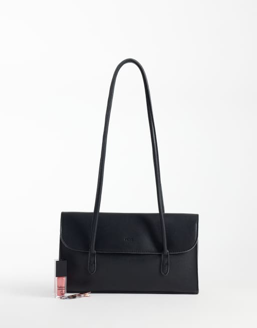 PASQ skuldertaske med flap i sort, 2 af 4