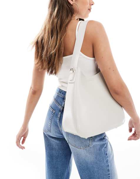 PASQ slouch tote bag with crossbody strap in moonbeam - view 1