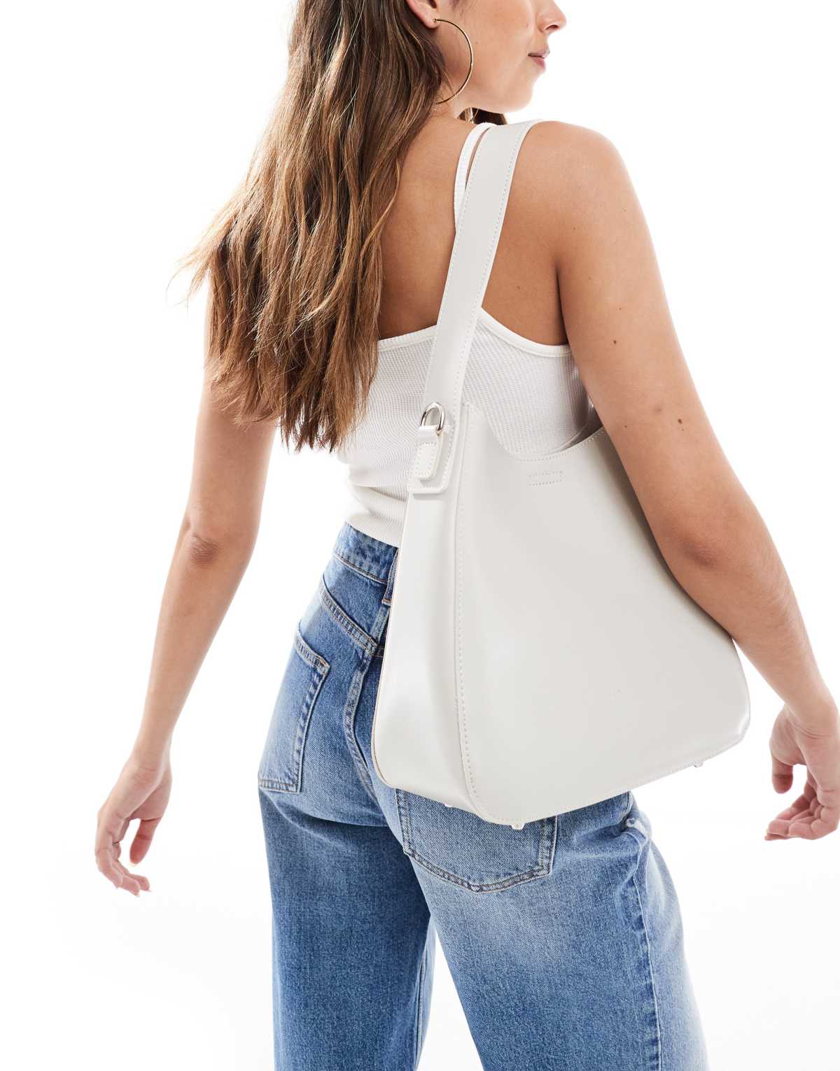 PASQ slouch tote bag with crossbody strap in moonbeam