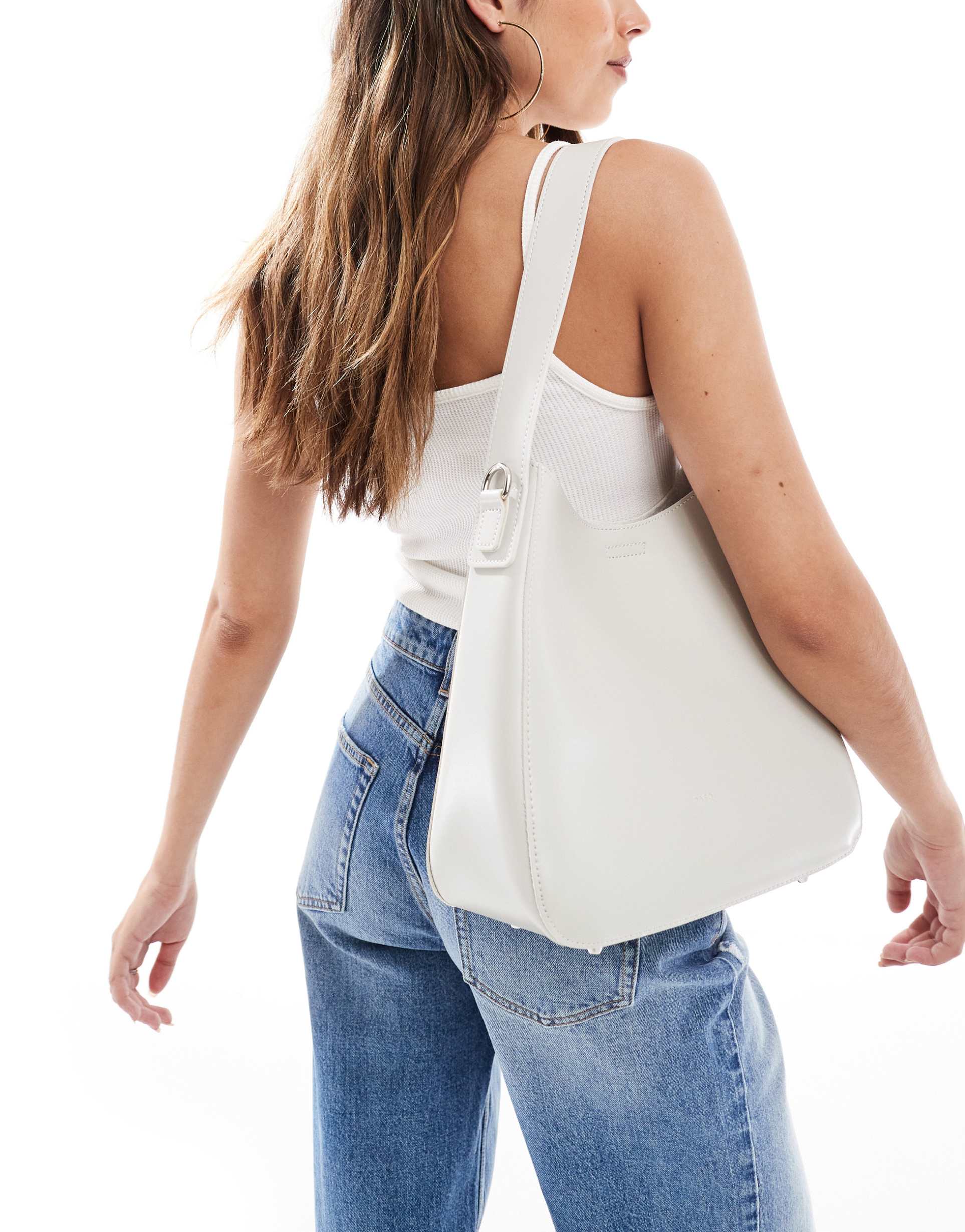 pasq slouch tote bag with crossbody strap in moonbeam