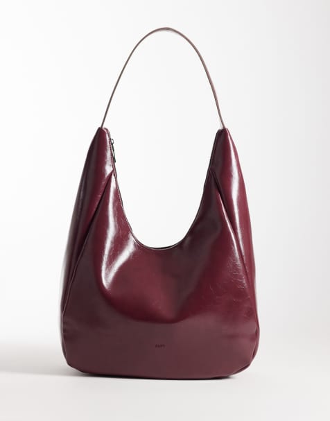 PASQ slouchy shoulder bag in shiny burgundy - view 1