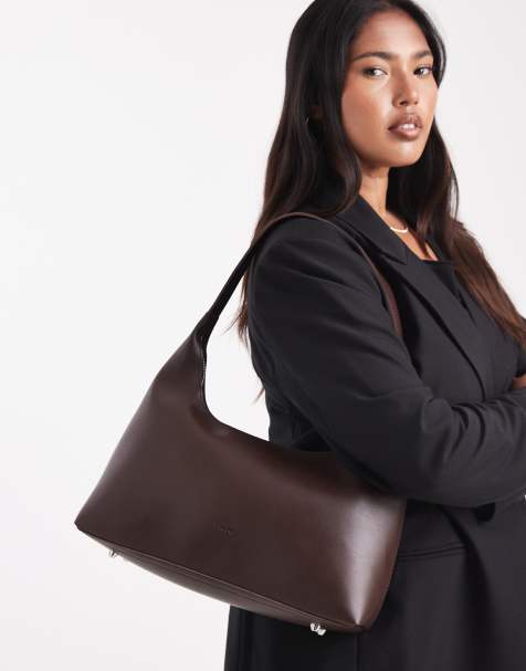 PASQ structured shoulder bag in brown - view 1