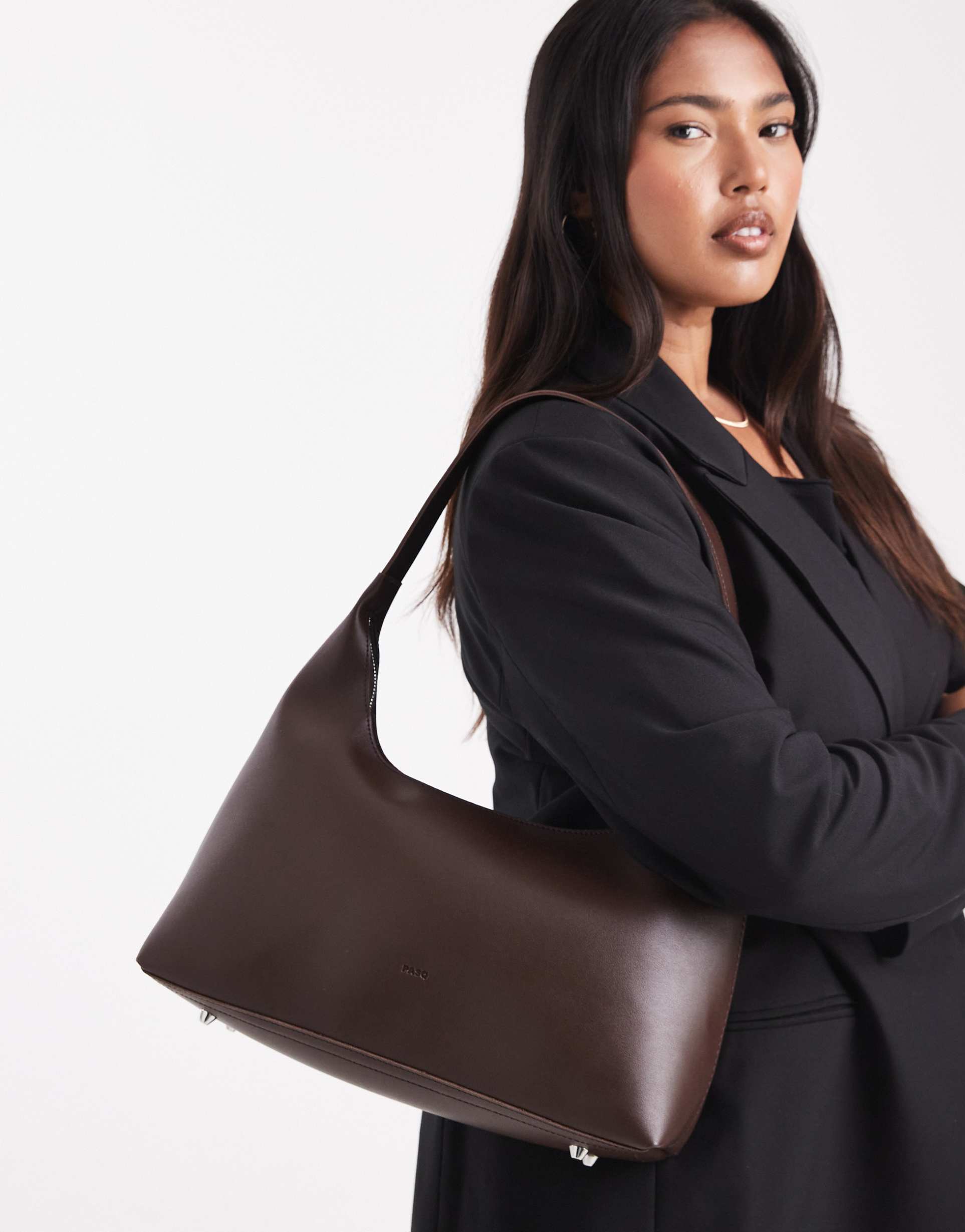pasq structured shoulder bag in brown