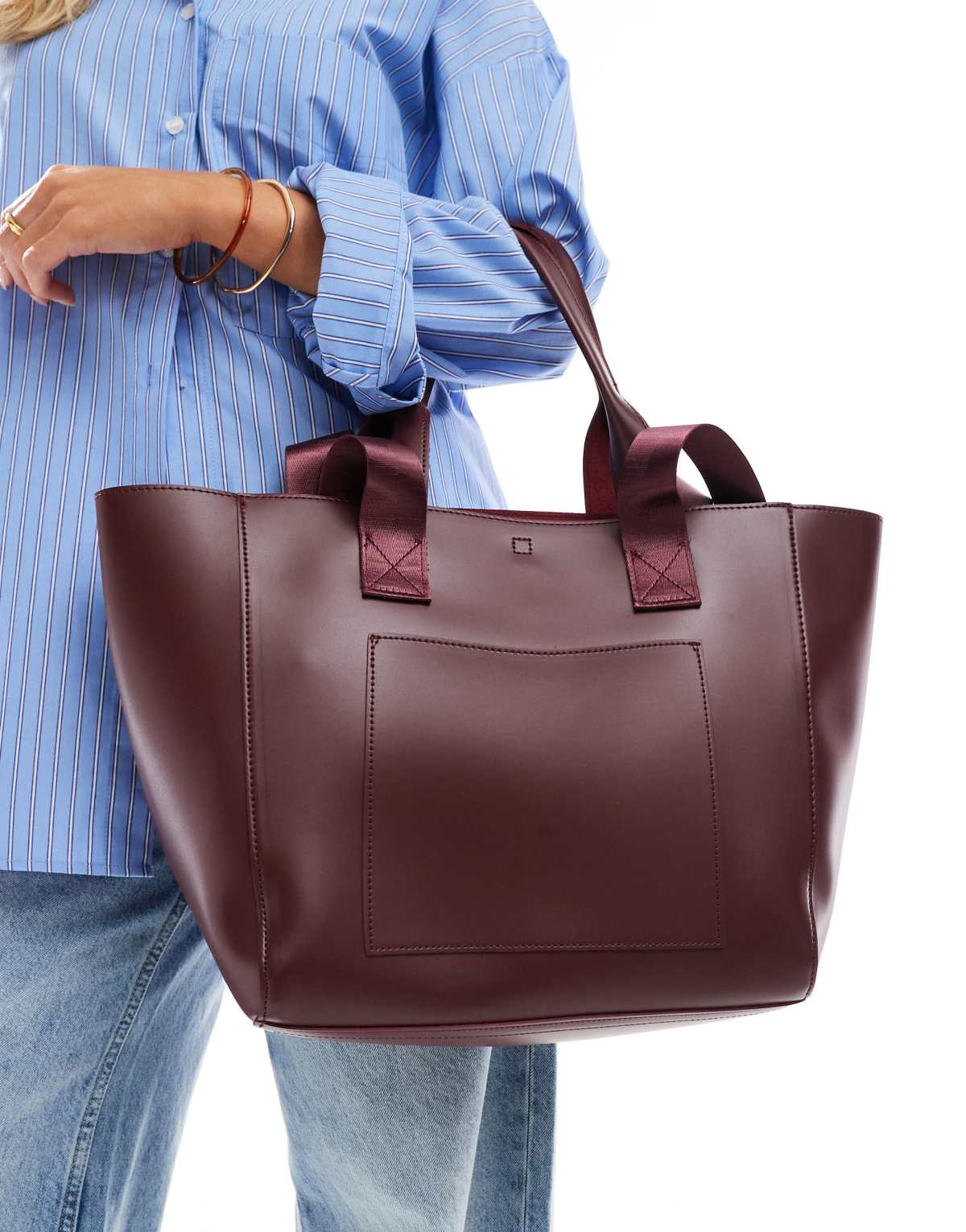 PASQ structured tote bag in burgundy