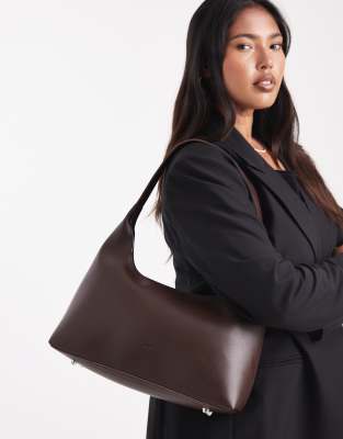 PASQ - Strukturierte Schultertasche in Braun-Brown