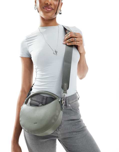 PASQ – Szara zaokrąglona torebka do ręki z paskiem crossbody - view 1
