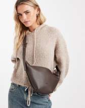 ASOS DESIGN rubberized hooded rainwear bomber jacket in chocolate