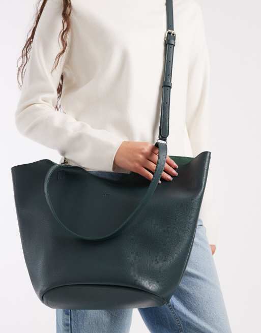PASQ - Tote bag à doubles anses et détail incurvé - Bleu sarcelle foncé, 2 de 4