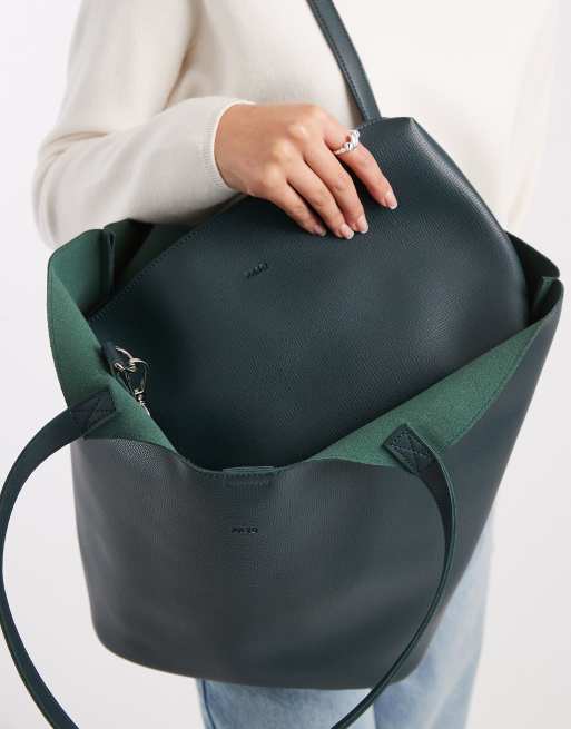 PASQ - Tote bag à doubles anses et détail incurvé - Bleu sarcelle foncé, 4 de 4