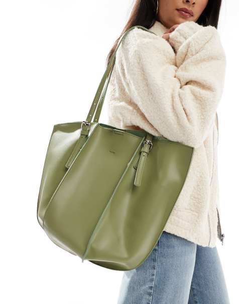 PASQ - Tote bag à plis - Vert olive - view 1