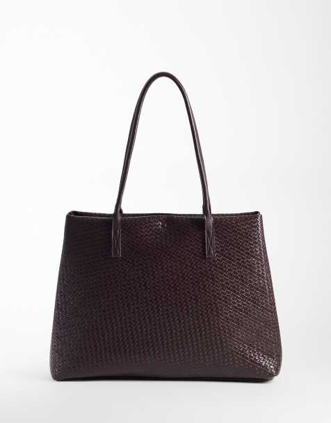 PASQ - tote grande de tejido trenzado en marrón chocolate - view 1