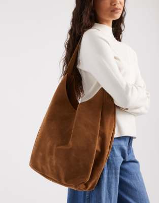 PASQ - Tragetasche aus Wildlederimitat in Hellbraun mit U-Design-Brown