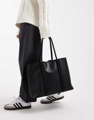 PASQ - Tragetasche in Schwarz mit zwei gerollten Henkeln