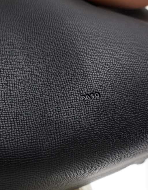 PASQ – Tragetasche in Schwarz mit zwei Henkeln, seitlichen Clip-Details und Struktur, 2 von 4