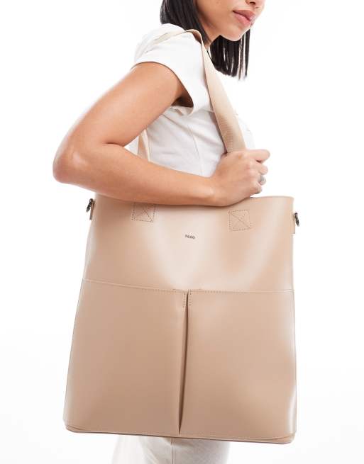 PASQ – Tragetasche in Taupe mit herausnehmbarem Täschchen und zwei Vordertaschen